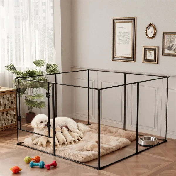 8 Panels Acrylic Dog Playpen Indoor Pet Exercise Fence