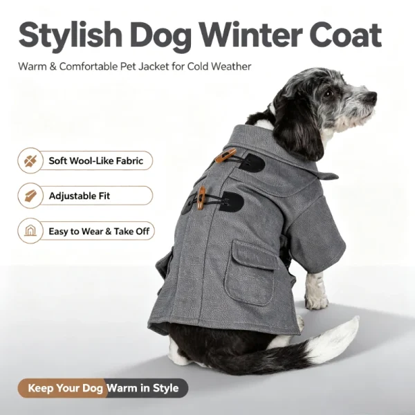 Static Rivited Fashion Collared Wool Pet Coat
